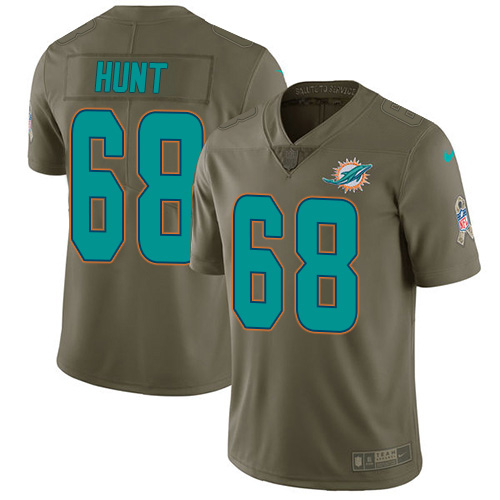 Nike Dolphins #68 Robert Hunt Olive Youth Stitched NFL Limited 2017 Salute To Service Jersey